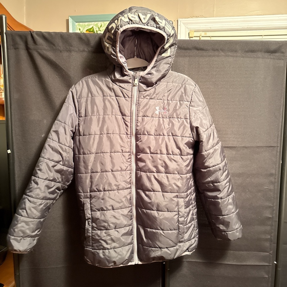 Under Armour Boy's Gray Hooded Puffer Jacket